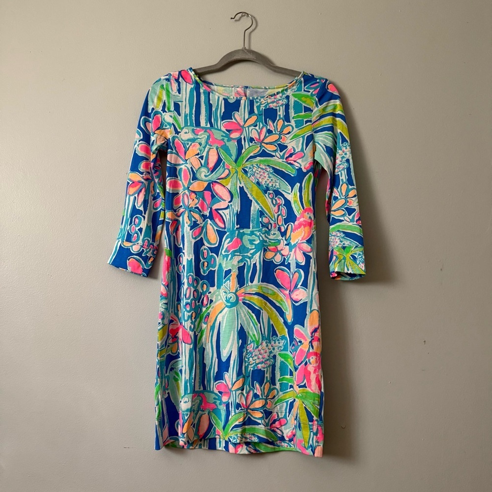 Lilly Pulitzer Marlowe Boatneck T-shirt Dress In Beckon Blue Jungle Utopia